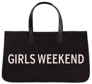 NEW BELLA SLEEP + SPA women's girls weekend canvas tote bag in black